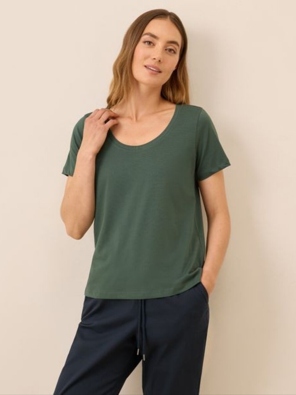 Pact Pine Green Softspun Scoop Neck Tee XS